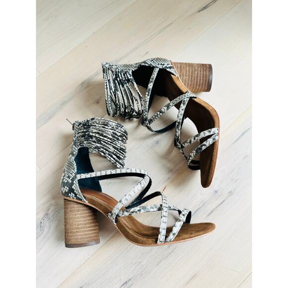 Womens Heels Size 6 Snake Print Block Heel Free People X Jeffrey Campbell Summer - Picture 5 of 6